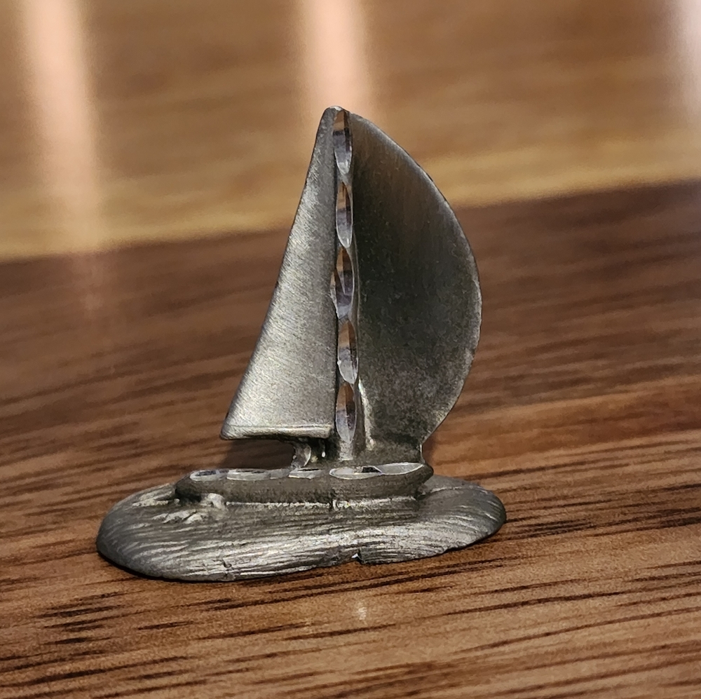 Vintage Mini Cuter Pewter Sailboat Figure Pewter